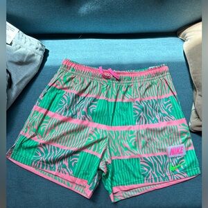 Nike Club Trippy Safari Mesh Fit Shorts Coral Pink Green